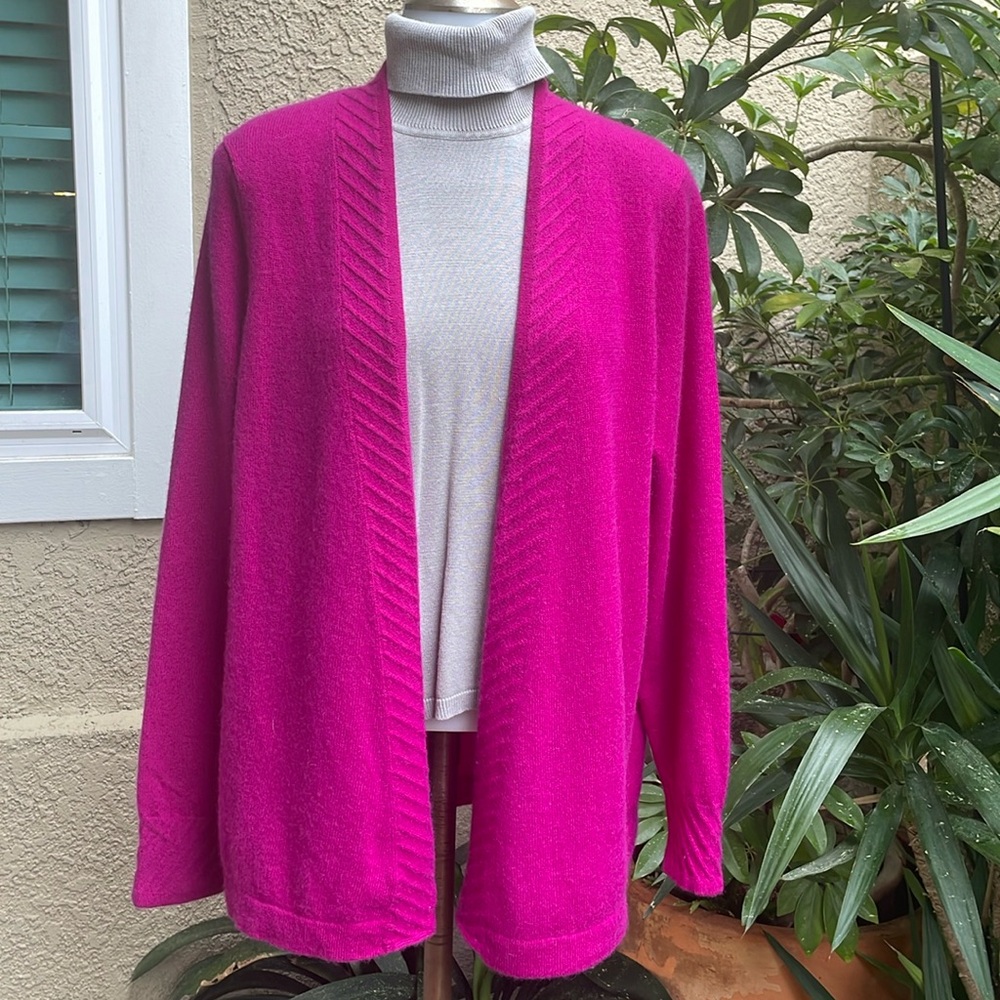 Vintage Charter Club Cashmere Knit Cardigan in Magenta